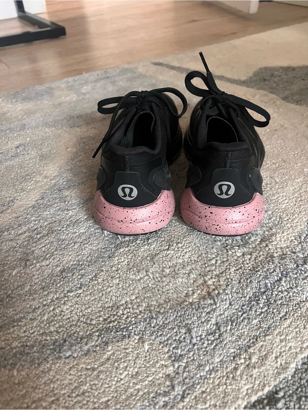 lululemon athletica Black Sneakers with Pink Speckled Heel